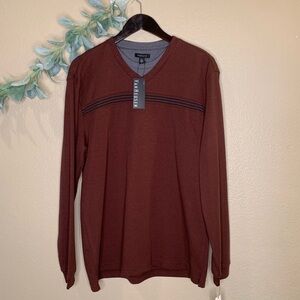 Van Heusen: Maroon V-neck Long Sleeve